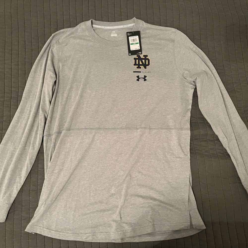 Notre Dame Long Sleeve Shirt Gray Under Armour